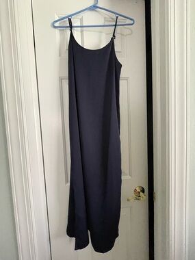 Navy Slip Maxi Dress - Elegant Sleeveless Design
